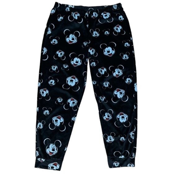 DISNEY MICKEY MOUSE Womens 2pc Black Velour Pajama Set Size Medium NWOT - Picture 2 of 8